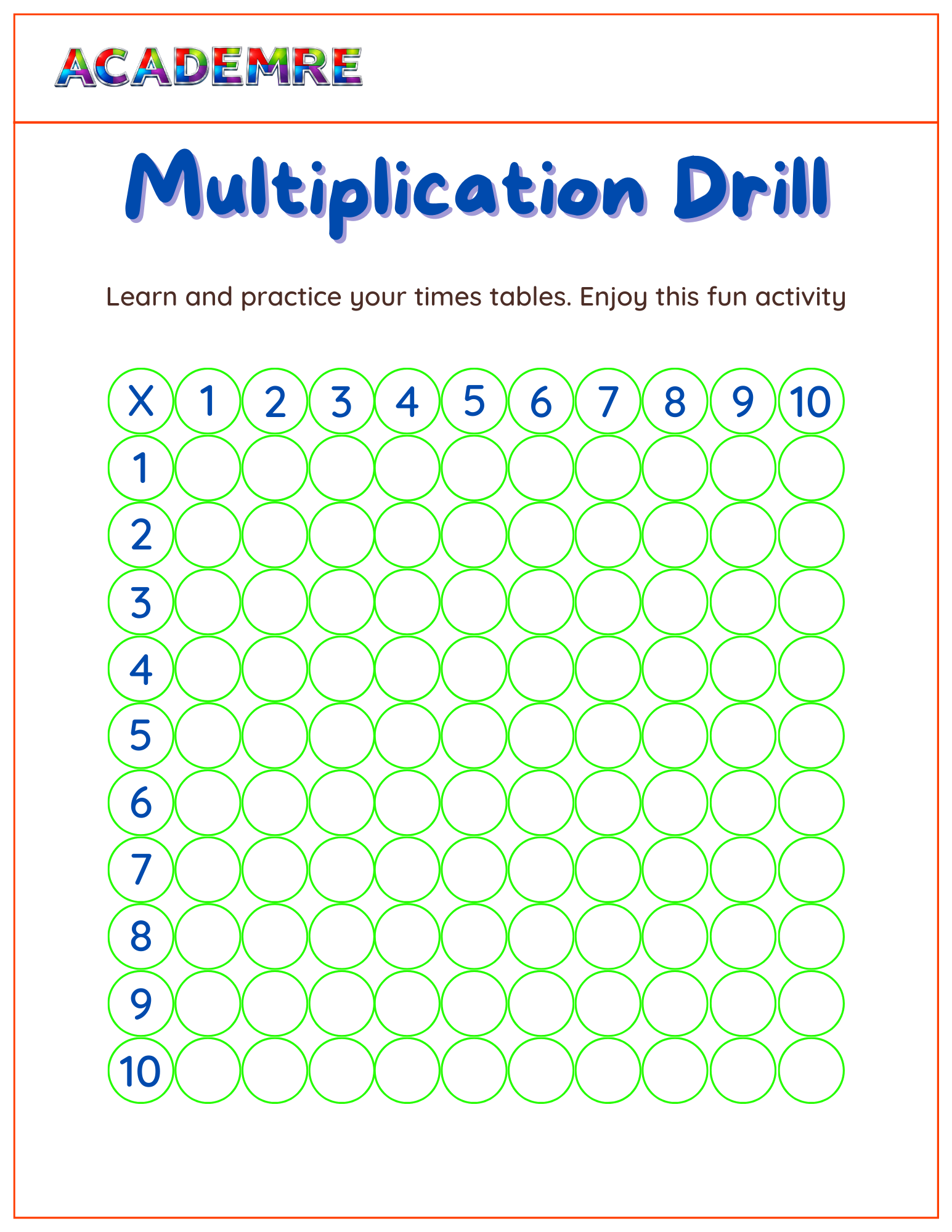 Daily Timed Multiplication Drill