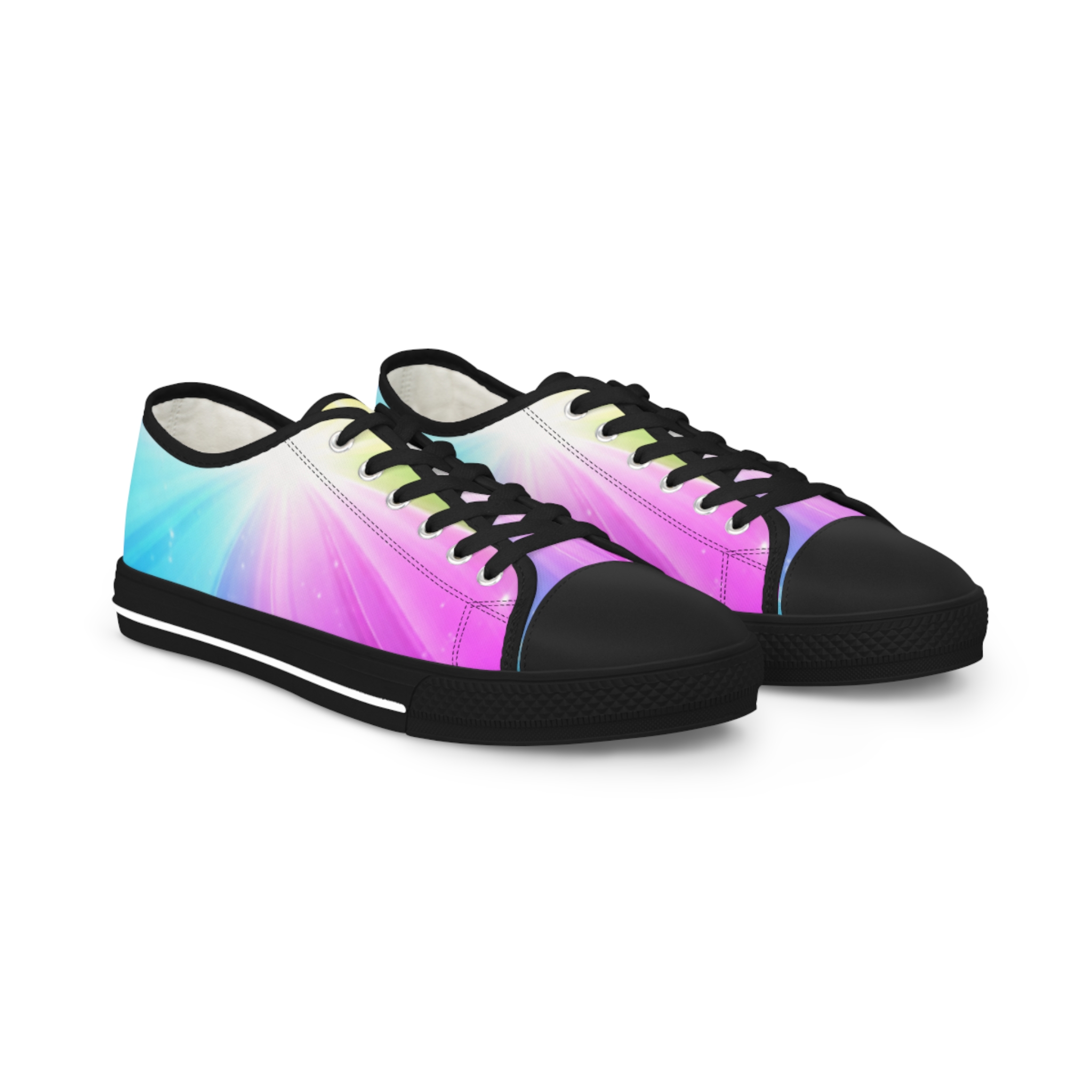 Low Top Sneakers — Pastel Rainbow Burst Canvas Shoes - Image 5