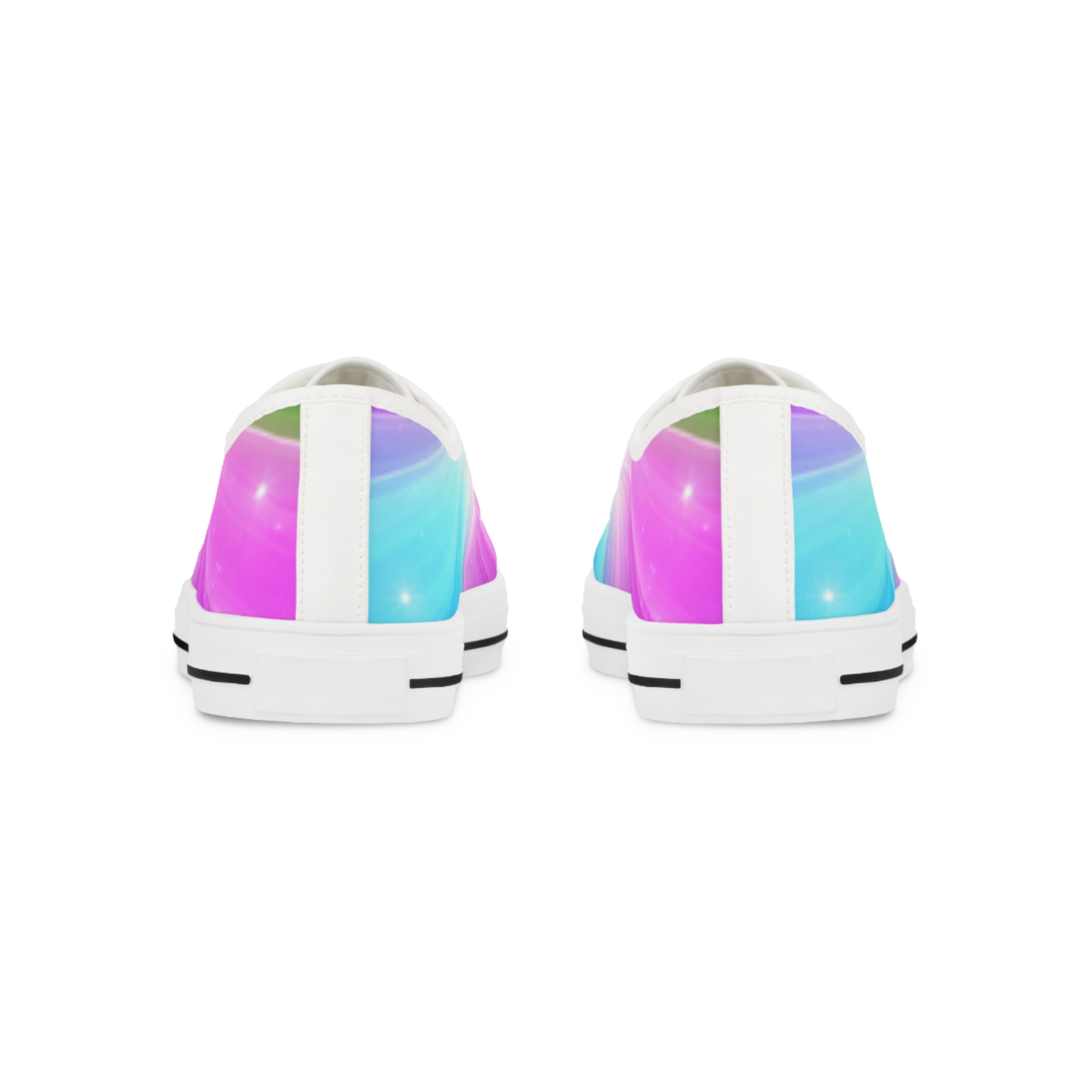 Low Top Sneakers — Pastel Rainbow Burst Canvas Shoes - Image 3