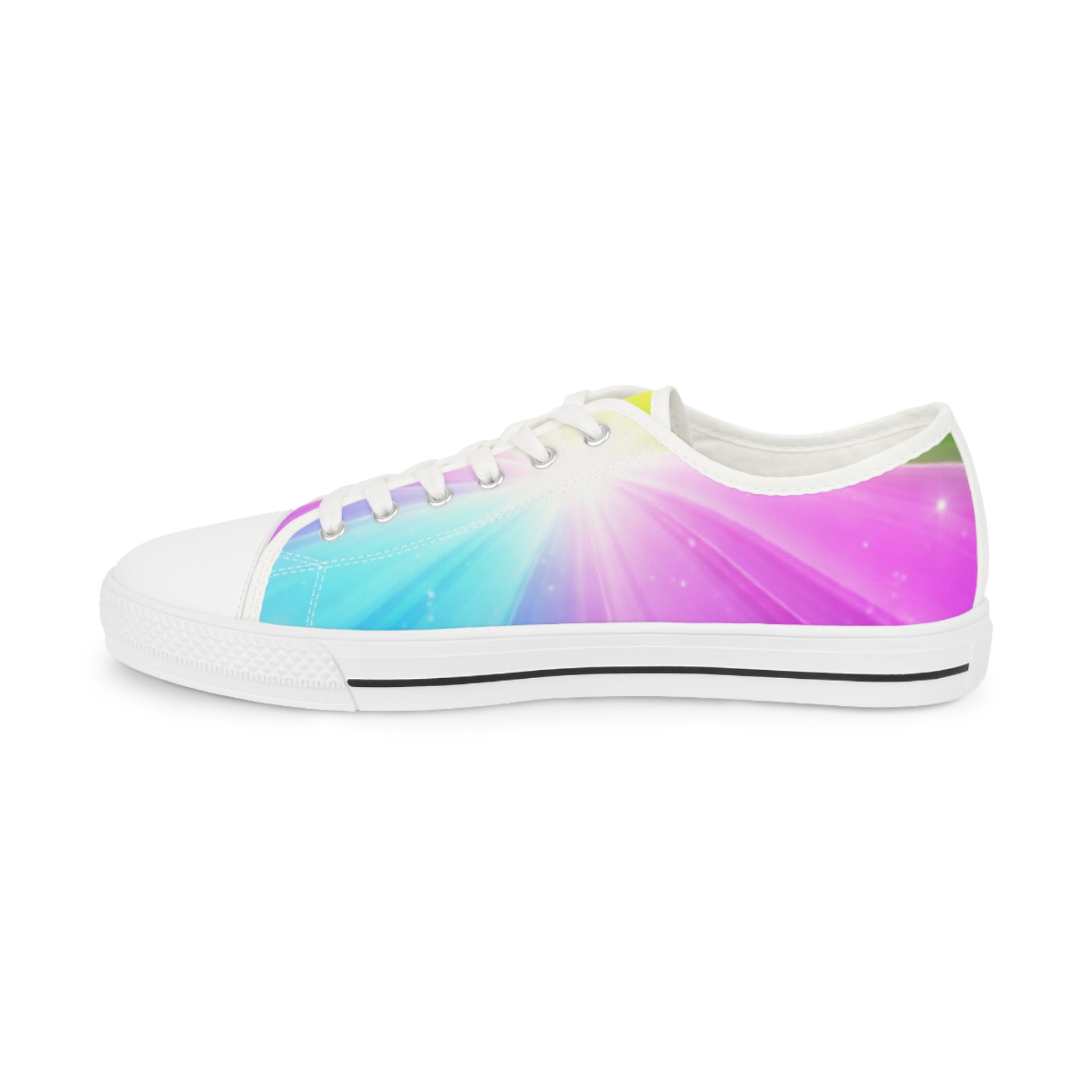 Low Top Sneakers — Pastel Rainbow Burst Canvas Shoes - Image 4