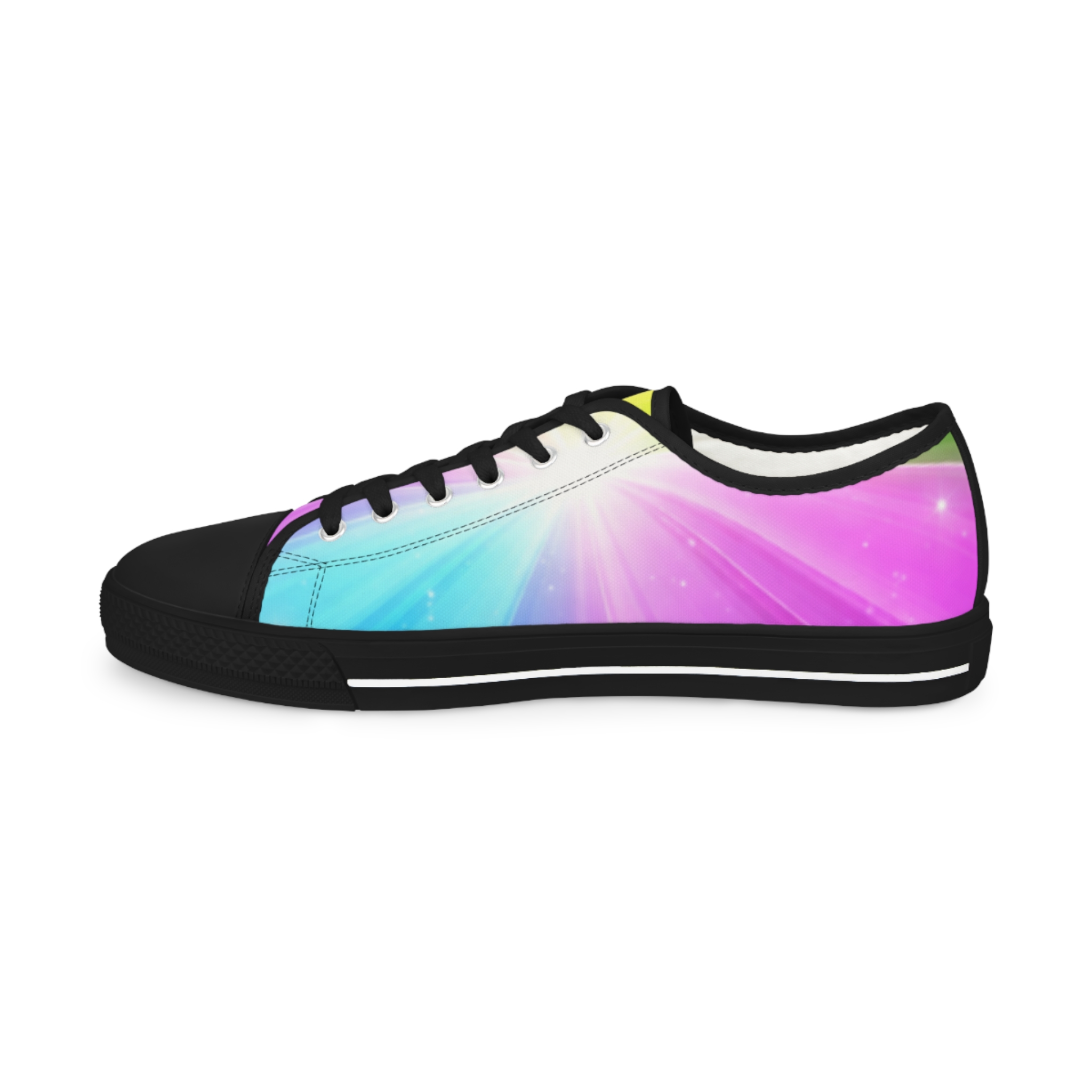 Low Top Sneakers — Pastel Rainbow Burst Canvas Shoes - Image 8
