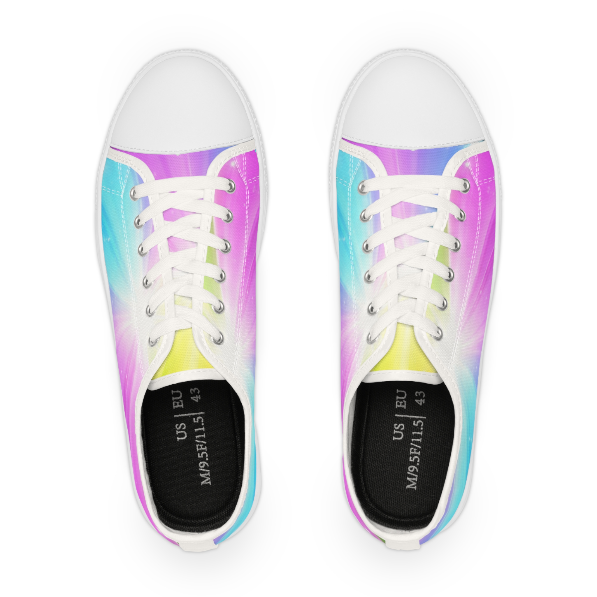 Low Top Sneakers — Pastel Rainbow Burst Canvas Shoes - Image 2