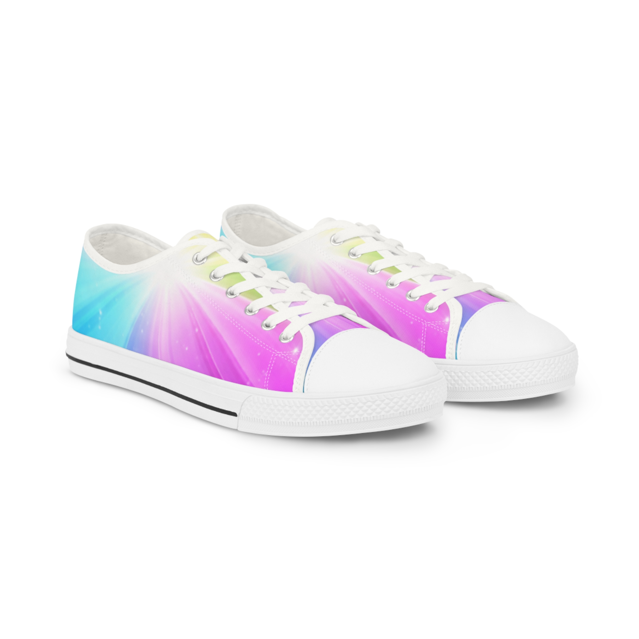 Low Top Sneakers — Pastel Rainbow Burst Canvas Shoes